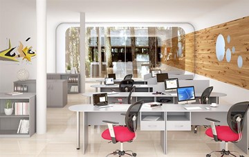 Набор мебели в офис SIMPLE с эргономичными столами, тумбами, шкафами в Курске - предосмотр 1